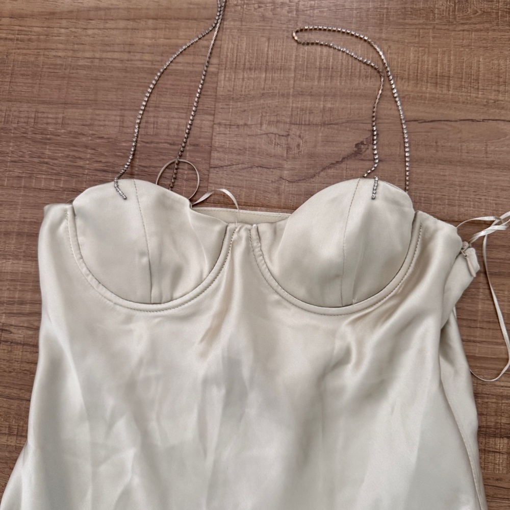 Zara Cream Satin Chemise - Picture 2 of 2